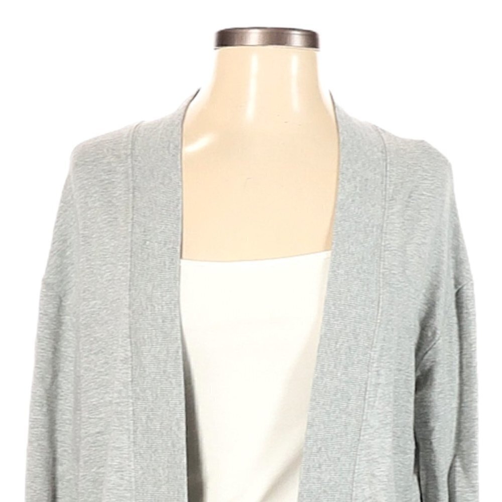 Aiko Grey Layered Ruffle Back Open Front Cardigan - Picture 4 of 9